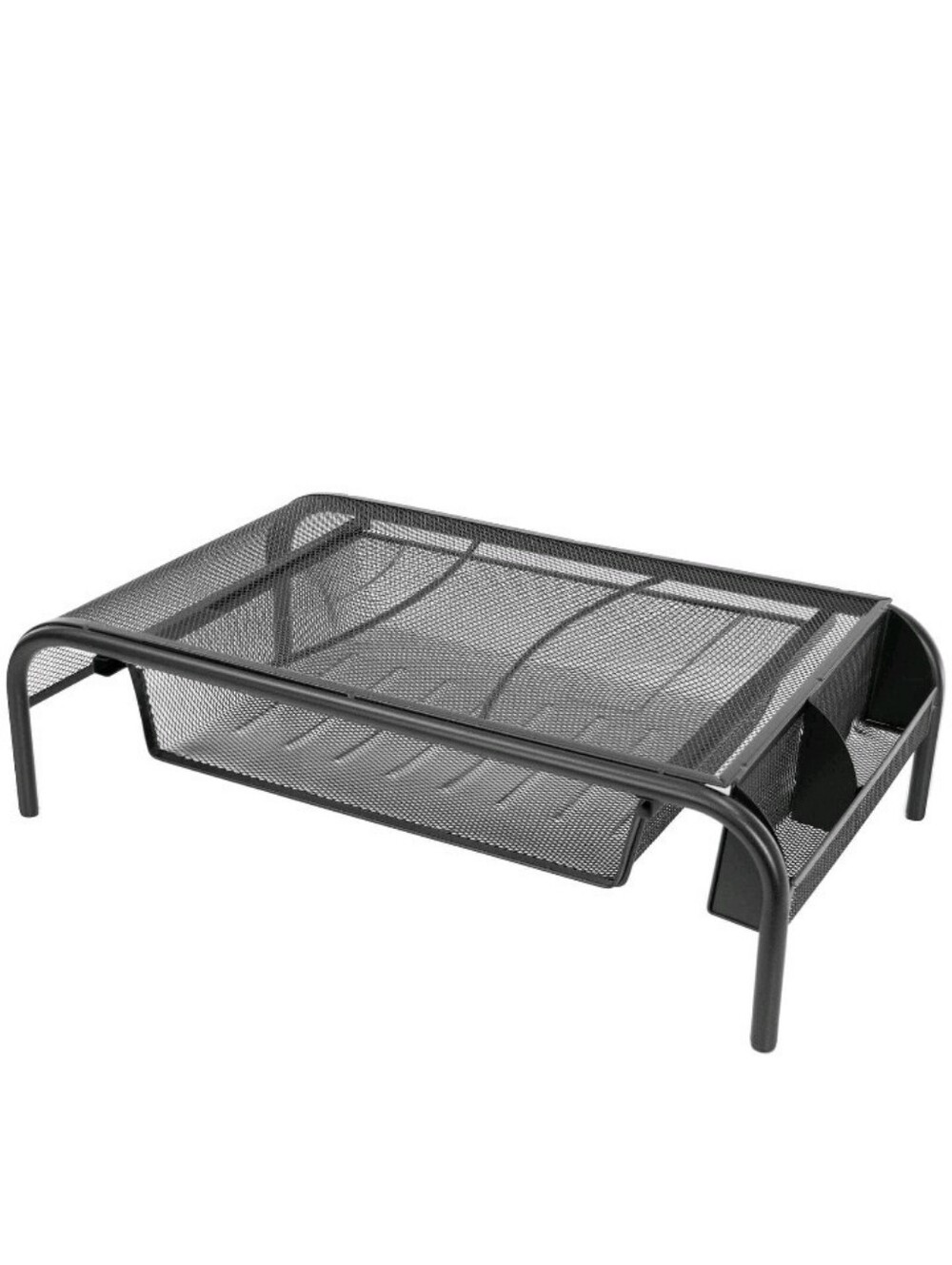 Metal Mesh Computer Monitor Stand and Riser with Pullout Drawer